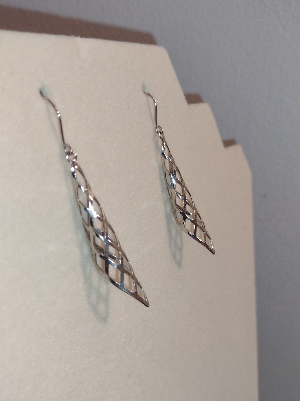 Sterling Silver Lattice Drop Earrings - Women Jewelry - Picture 4 of 5